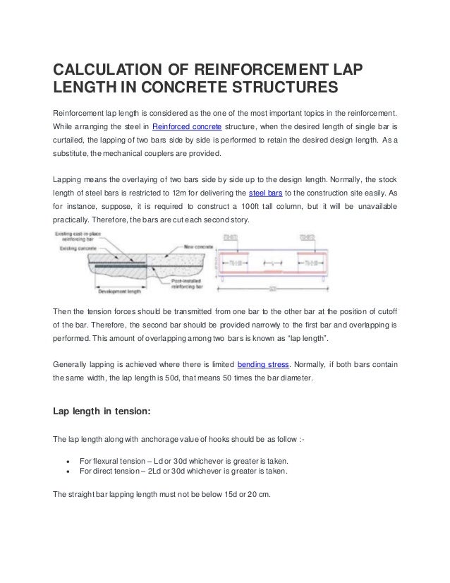 Calculation Of Lap Length In Reinforced Concrete Stru vrogue.co
