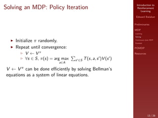 Introduction to Reinforcement Learning | PDF