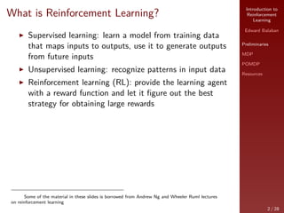 Introduction to Reinforcement Learning | PDF