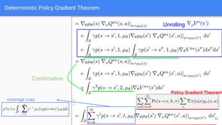 Deterministic Policy Gradient Theorem
Policy Gradient Theorem
Unrolling
54
Combination
coverage cues
 