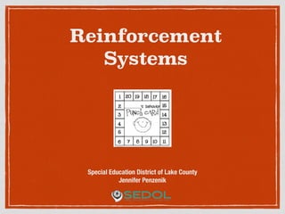 Reinforcement
Systems
Special Education District of Lake County
Jennifer Penzenik
 
