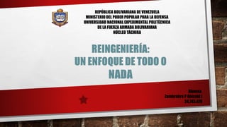 REPÚBLICA BOLIVARIANA DE VENEZUELA 
MINISTERIO DEL PODER POPULAR PARA LA DEFENSA 
UNIVERSIDAD NACIONAL EXPERIMENTAL POLITÈCNICA 
DE LA FUERZA ARMADA BOLIVARIANA 
NÚCLEO TÁCHIRA 
Alumna 
Zambrabro P Abisaid I 
24.745.479 
 