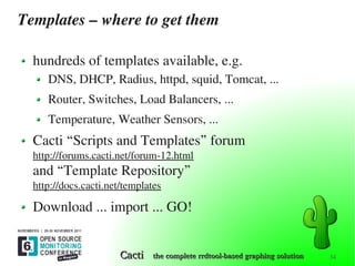 OSMC 2011 | Cacti Graphing Solution by Reinhard Scheck | PDF