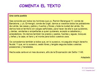 M. C. García Chimeno I. E. S. “Leopoldo Cano” COMENTA EL TEXTO 