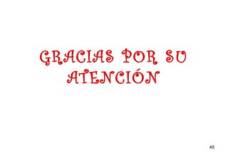 GRACIAS POR SU
ATENCIÓN
45
 