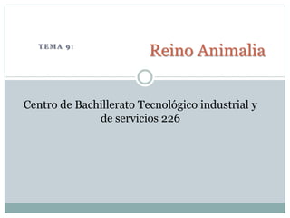 TEMA 9:
                         Reino Animalia


Centro de Bachillerato Tecnológico industrial y
              de servicios 226
 