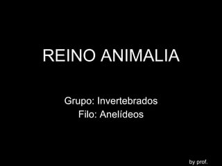 REINO ANIMALIA Grupo: Invertebrados Filo: Anelídeos by prof. LENO 