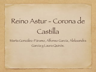 Reino Astur - Corona de
Castilla
Marta González-Páramo, Alfonso García, Aleksandra
García y Laura Quirós.
 