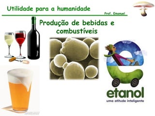 Utilidade para a humanidade
                              Prof. Emanuel


          Produção de bebidas e
               combustíveis
 