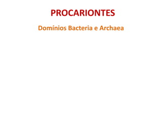 PROCARIONTES
Domínios Bacteria e Archaea
 
