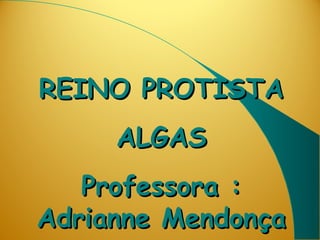 REINO PROTISTA
     ALGAS
   Professora :
Adrianne Mendonça
 