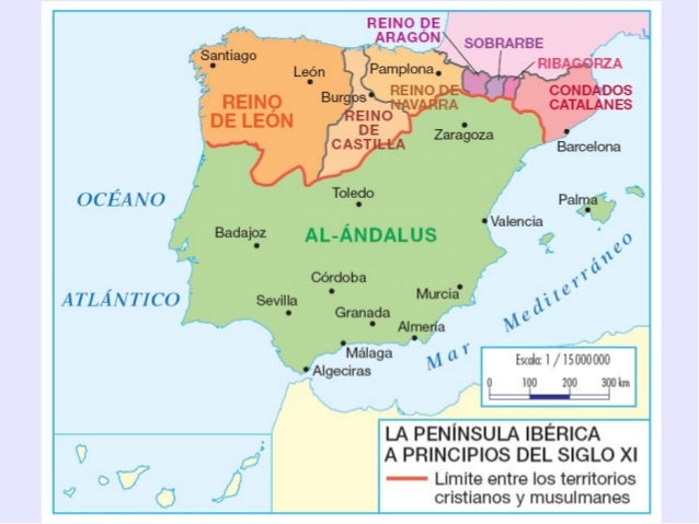 Resultado de imaxes para Mapa reinos cristianos/musulmanes de la Alta Edad Media