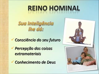 Consciência do seu futuro Percepção das coisas extramateriais Conhecimento de Deus 