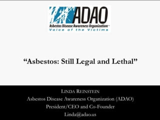 Reinstein: "Asbestos Still Legal and Lethal" 2015