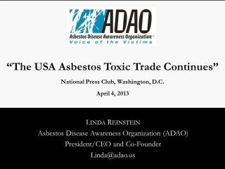 Reinstein: "The USA Asbestos Toxic Trade Continues”