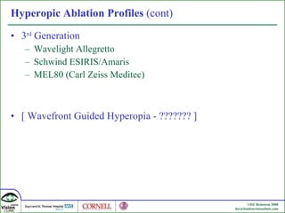 Hyperopic Ablation Profiles  (cont) 3 rd  Generation Wavelight Allegretto Schwind ESIRIS/Amaris MEL80 (Carl Zeiss Meditec)  [ Wavefront Guided Hyperopia - ??????? ] 