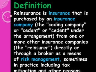 Re insurance pptx | PPTX