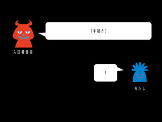 （手招き）
！
入国審査官
わたし
 