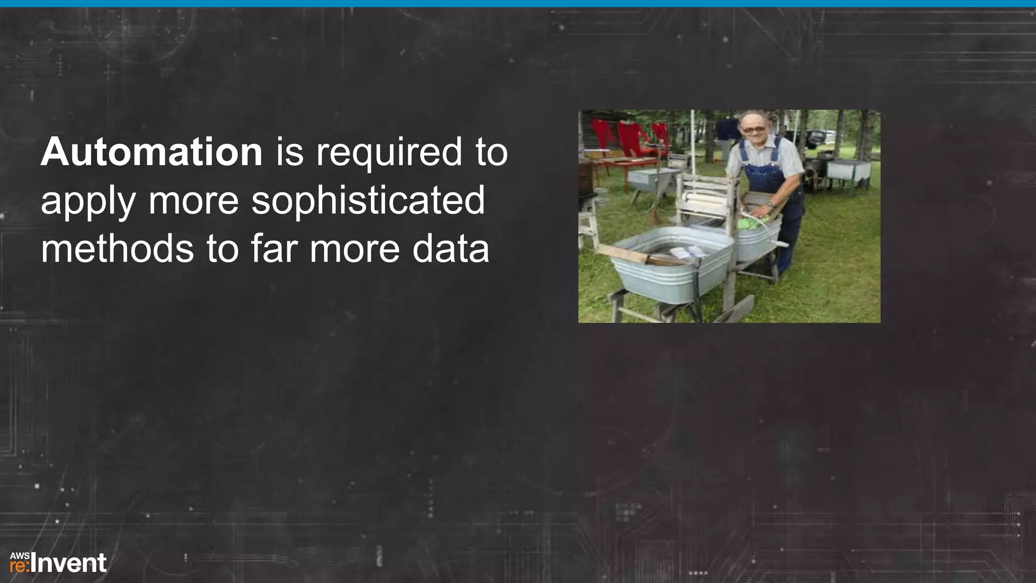 Automation is required to
apply more sophisticated
methods to far more data

 