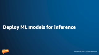 © 2023, Amazon Web Services, Inc. or its affiliates. All rights reserved.
Deploy ML models for inference
 