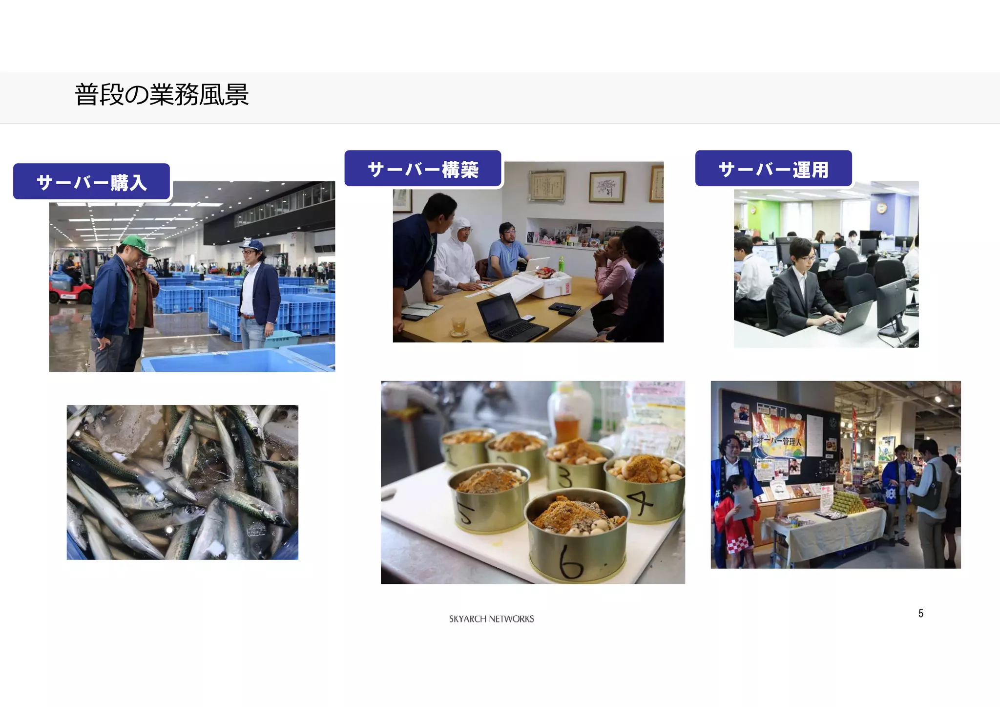 あなたの側で、あなた以上に考える。
5
普段の業務風景
サーバー購入
サーバー構築 サーバー運用
 