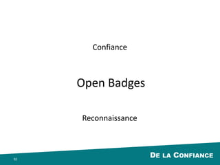 DE LA RECONNAISSANCE52
“L’identité n’est pas seulement une procédure réﬂexive
ou narrative, elle ne se limite pas au domaine de la
représentation ou du récit. Son rôle le plus important
est ailleurs, dans un domaine où on n’a guère
l’habitude de le situer : les conditions de l’action dans
la modernité.”
Jean-Claude Kaufmann, l’invention de soi (p. 173)
 