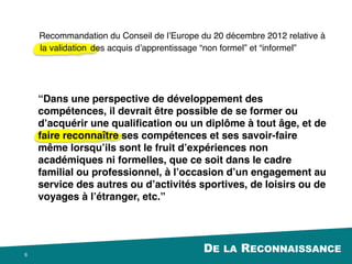 LES OUTILS DE LA RECONNAISSANCE
1
Un ePortfolio est le résultat d’un processus (réflexif)
au cours duquel son auteur collecte, sélectionne,
organise, analyse et présente les preuves de ses
expériences, réalisations et apprentissages — pour
lui/elle-même ou une audience particulière.
Un Open Badge est une déclaration vérifiable
et infalsifiable relative aux expériences,
réalisations, compétences, engagements,
valeurs ou aspirations d’une personne.
 