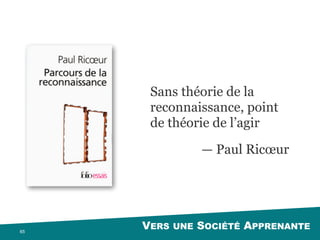 DE LA CONFIANCE65
Reconnaissances Obtenues (dette)  
Reconnaissances Offertes (credit)
Mon Capital Social
Ton Capital Social
Notre Capital Social
…………………..….
………….
+
+
+
 