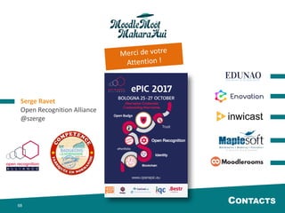 DE LA CONFIANCE
1000 Date/Time Name ID BoT Issuer Criteria Evidence Picture …
1001 1/6/2016/11:23
Ledger Expert
Level1
1FL2LFL8K8… 4 I82NCJ7FK… CF84KULF… ELPO7DUJ… PINFJ48D6… …
1002 24/9/2017/09:12 Assessor Level 2 1IFN74JS91… 849 IK49FL4MM… C3MPG7D… FP4TLRS4… null …
1100 24/9/2017/09:13 … … … … … … …
1101 … … … … … … …
Crédits reçus
Crédits émis
2000 Date/Time Name ID BoT Earner Criteria Evidence Picture …
2001 …
Trustworthy
Company
2FL2LFL8K8… 30
IKFI7469HL
…
CCL0FLD.… EPFLDKD8… - …
2002 … Creative 2IFN74JS91… 138
I0DU7CHK
B…
… … … …
2100 … … … … … … …
2101 … … … … … … …
Preuve
Référentiel de
compétences
Total des conﬁances émises
pour la créativité
 