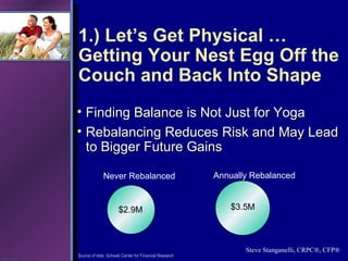 1.) Let’s Get Physical … Getting Your Nest Egg Off the Couch and Back Into Shape <ul><li>Finding Balance is Not Just for Y...