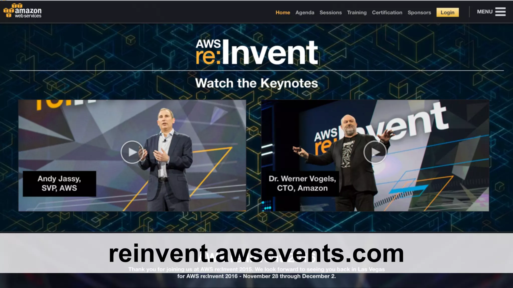 reinvent.awsevents.com
 