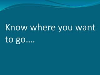 Know where you want
to go….
 
