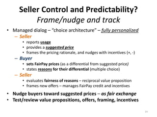 A digital “product”?
• Near-zero replication cost ( “Free”)
• Access, entitlements, usage
– Valued as an “experience good” – a service
– Not discrete, scarce “product”
– Personalized variations (items, time, intensity, volume, …)
– …all measurable – rich instrumentation in use – IoT Cloud
 New data on value for each consumer (see data blog post)
• “Free” as a selling tool
– freemium, pay what you want, tipjars, trials …
 Better: Embrace dynamic variability, control risk
14
 