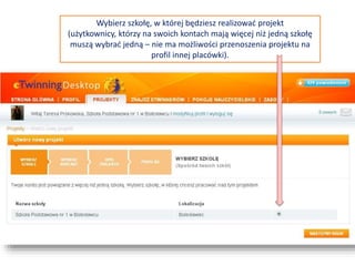 PROJEKTY
Strona ta również zawiera
wyszukiwarkę. Jeśli chcesz poszukać
inspiracji, poszukaj projektów w
oparciu o określone kryteria (lub
wpisz temat) i zobacz, co sugeruje
eTwinning
Przeglądając dowolny projekt
możemy zajrzeć również do innych
podobnych działań .
 