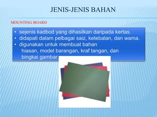 JENIS-JENIS BAHAN
MOUNTING BOARD
 