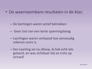 De literatuurstudieHet aanleren van rekenvaardighedenBasisvaardigheden optellen, aftrekken, vermenigvuldigen en  delen.Het aanleren van rekenstrategieënEen stappenplan: procenten berekenen.  Eerst delen door 100, dan keer het percentage =Het automatiseren van rekenvaardigheden                       en rekenstrategieënAutomatiseren = zonder bedenktijd direct het antwoord kunnen geven.Literatuurstudie vooronderzoek