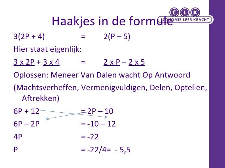 Rekenvaardigheid Vergelijking Rekenvolgorde Haakjes Weghalen