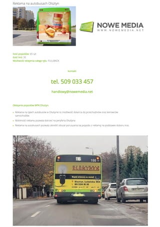 Reklama na autobusach Olsztyn tel 506 599 481