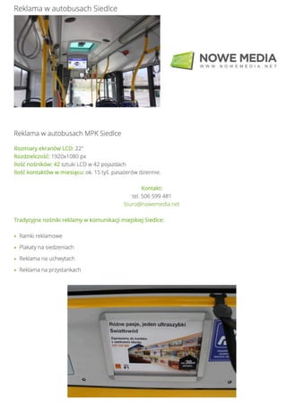 Reklama w autobusach  MPK Siedlce tel.509 033 457
