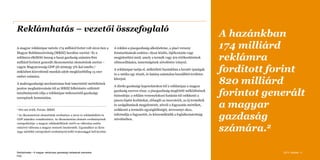 Reklámhatás – vezetői összefoglaló
A magyar reklámipar mérete 174 milliárd forint volt 2012-ben a
Magyar Reklámszövetség (...