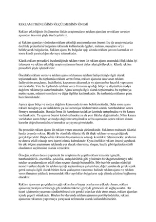 ReklamıN EtkinliğI