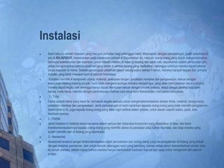 Instalasi
 Kami tahu ini adalah masalah yang menjadi perhatian bagi pelanggan kami, khususnya, dengan pemasangan; itulah sebabnya di
sini di RAJAFIBER, menekankan pada perekrutan pribadi di Departemen ini, mencari orang-orang yang dapat mengembangkan
berbagai keterampilan dan keahlian, untuk melatih mereka di masing-masing dan salah satu departemen dalam pembuatan gim,
untuk mengumpulkan semua pelatihan yang benar di semua bidang yang melibatkan, sehingga nantinya mereka dapat bekerja
tanpa masalah di mana. Setelah persetujuan pelatihan dalam selang waktu sekitar 5 tahun, mereka menjadi bagian dari armada
installer yang telah mewakili kami di seluruh Indonesia.
 Instalasi memiliki 4 komponen utama: material, pekerjaan tangan, peralatan montase dan pengawasan; sesuai dengan
kebutuhan masing-masing proyek, kami telah mengelompokkan mereka menjadi tiga, yang akan kami jelaskan secara singkat,
mereka dapat begitu unik sehingga hanya dapat ditentukan sesuai dengan proyek tertentu, tetapi sangat penting bagi kami,
bahwa Anda harus memiliki dengan pertimbangan bahwa cara kerja kami fleksibel dan mempersonalisasikan.
 1.- Total.
 Sama seperti nama yang tepat itu, termasuk segala sesuatu untuk mengimplementasikan atraksi Anda, material, tenaga kerja,
peralatan montase dan pengawasan. Jenis pemasangan ini kami sarankan kepada orang-orang yang tidak memiliki pengalaman
dalam bidang ini, juga kepada orang-orang yang tidak ingin terlibat dalam proses, untuk alasan seperti waktu, jarak, atau
keadaan lainnya.
 2.- Partial:
 Jenis instalasi ini bekerja bersama-sama dalam semua dan beberapa komponen yang disebutkan di atas, dan kami
merekomendasikannya kepada orang-orang yang memiliki akses ke peralatan atau bahan montase, dan bagi mereka yang
sudah memiliki staf di bidang yang diperlukan.
 3.- Assesorial.
 Assesorial tersebut sangat direkomendasikan untuk perusahaan dan orang-orang yang berpengalaman di bidang yang terkait
dengan instalasi permainan, dan untuk banyak pelanggan kami yang berulang, bahwa setiap tahun menambahkan atraksi baru
ke taman mereka, adalah kasus bahwa mereka hanya memerlukan instruksi manual dan asas untuk mengambil alih seluruh
proses
 