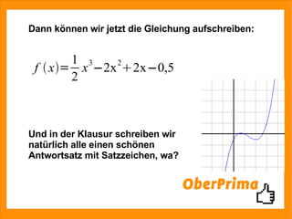 Dann können wir jetzt die Gleichung aufschreiben: Und in der Klausur schreiben wir natürlich alle einen schönen Antwortsatz mit Satzzeichen, wa? 