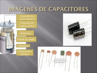 Conexión de carga negativa Conexión de carga positiva dieléctrico fuente de metal  Aluminio Aislamiento plástico 