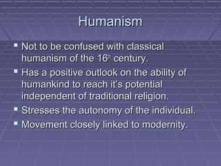 Rel 101 secular humanism and postmodernism | PPT