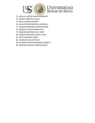 Relación de ingresantes