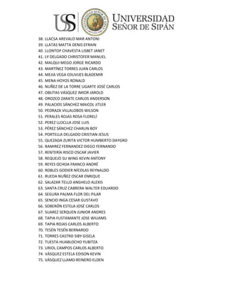 Relación de ingresantes