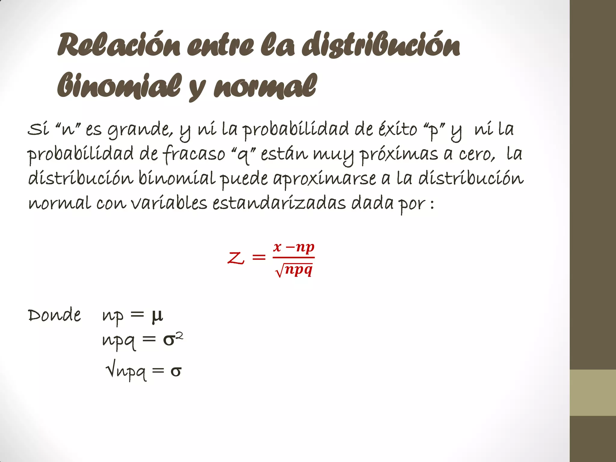 Relación distribución normal y binomial | PDF