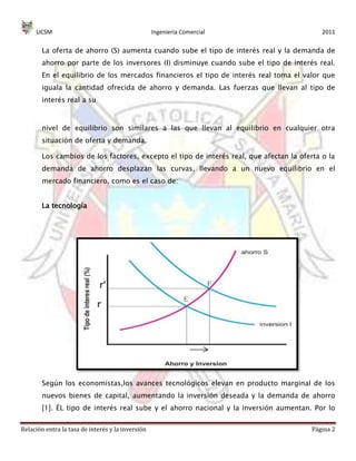Relación entre la tasa interés y el nivel de inversión | DOCX