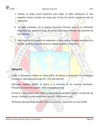 Relación entre la tasa interés y el nivel de inversión | DOCX